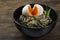 Soba Noodles with Egg and shoyu soy sauce Japanese Food Fusion Style