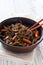 Soba noodles, roasted mushrooms and vegetables