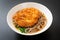 Soba ramen noodle with Japanese fried pork cutlet (tonkatsu