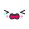 Sobbing kawaii cute emotion face, emoticon vector icon