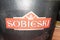 Sobieski logo text sign Polish vodka brand company Spirits on an ice bucket in bar