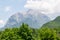 Soca - Scenic view of mount Vrh Krnice seen from Bovec, Triglav National Park, Julian Alps