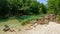 Soca - Turquoise creek of Soca river in Bovec, Triglav National Park, Slovenia