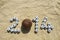 Soccer 2014 Message in Beach Sand with Vintage Football