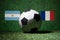 Soccer 2018. Creative concept. Soccer ball on green grass. Support your country or cheer concept.