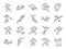 Soccer in actions line icon set. Included icons as football player, goalkeeper, dribble, overhead kick, volley kick, shoot and mor