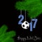 Soccer ball and 2017 on a Christmas tree branch