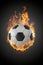 Soccer ball ablaze symbolizing the intense heat of fierce competition on the field