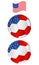 Soccer ball of America with flying Flag