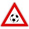 Soccer ball and attention sign