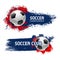 Soccer ball banner set, football sport game design