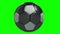 Soccer ball black and white green background looped animation 3d render