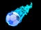 Soccer ball in blue energy flame