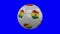 Soccer ball with Bolivia flag on blue chroma key background, loop