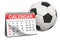 Soccer ball with calendar, soccer events calendar concept. 3D rendering