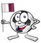 Soccer ball cartoon with flag quatar