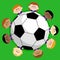 Soccer ball and children soccer team. Vector illustration