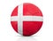 Soccer Ball, Classic soccer ball painted with the colors of the flag of Denmark and apparent leather texture in studio, 3D illustr