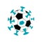 Soccer ball coronavirus infection. Cancellation of football events and soccer matches. 2019-nCoV. 2020. Icon. Isolated