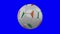 Soccer ball with Cote d`Ivoire - Ivory Coast flag on blue chroma key, loop