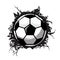 Soccer ball cracked wall. football club graphic design logos or icons. vector illustration