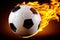 Soccer ball engulfed in flames symbolizing fierce competition and intense heat of the game