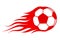 Soccer ball in fire, hot football match icon - vector