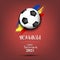 Soccer ball on the flag of Romania