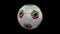 Soccer ball with flag Saint Kitts and Nevis, 4k with alpha, loop