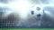 Soccer ball flies into the goal. Close-up. Background for the presentation of sports games. 3D graphics. 3D rendering