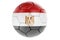 Soccer ball or football ball with Egyptian flag, 3D rendering