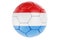 Soccer ball or football ball with Luxembourgish flag, 3D rendering