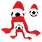 Soccer Ball. Football Ball with Santa Hat and Red Scarf. Christmas Day. Vector Illustration.