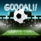 Soccer Ball on Football Stadium with Goooal!! Title. Goal Vector Symbol