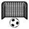 Soccer ball and gate Penalty concept Goal aspiration Big football goalpost icon black color vector illustration flat style image