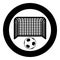 Soccer ball and gate Penalty concept Goal aspiration Big football goalpost icon in circle round black color vector illustration