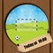 Soccer ball and gate in wooden fence hole