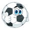 Soccer ball gesturing thumb up