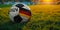 Soccer ball on a green field with UEFA Euro 2024 text, symbolizing the anticipation for the upcoming European football