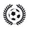 Soccer ball icon in laurel wreath