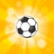 soccer ball icon with shadow and flash rays on yellow background