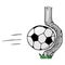 Soccer ball icon. Vector illustration of a soccer ball hit the goal of a football goal. Hand drawn football goalpost with ball