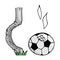 Soccer ball icon. Vector illustration of a soccer ball hit the goal of a football goal. Hand drawn football goalpost with ball