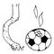 Soccer ball icon. Vector illustration of a soccer ball hit the goal of a football goal. Hand drawn football goalpost with ball