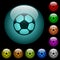 Soccer ball icons in color illuminated glass buttons
