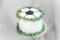 Soccer ball inspired cake, green, black and white color