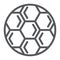 Soccer ball line icon, play and game, football ball sign, vector graphics, a linear pattern on a white background.