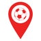 Soccer ball and location pin as vector illustration