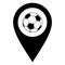 Soccer ball and location pin as vector illustration