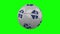 Soccer ball with Martinique flag on green chroma key, loop